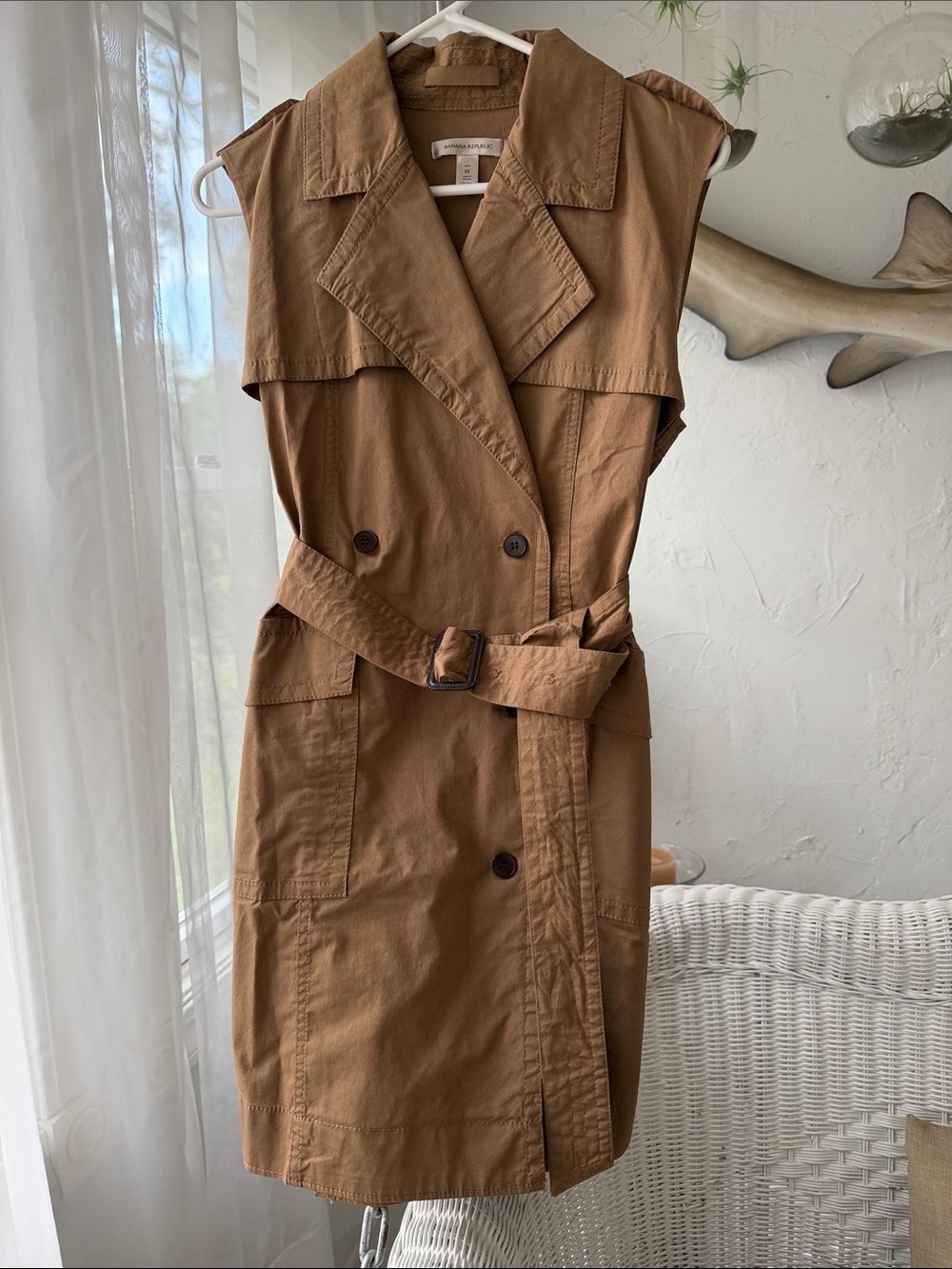Banana Republic Sleeveless Trench Dress in Brown